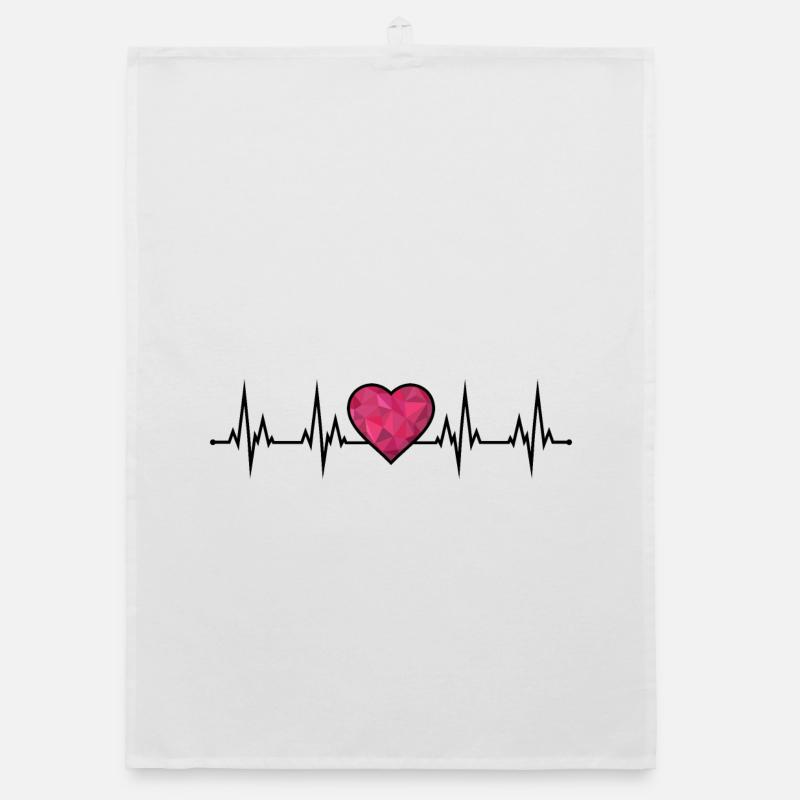 Heartbeat ECG Polygon Heart Dear Couples Red Organic dish towel