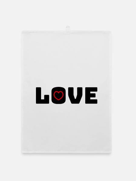 Love Heart red - Organic Geschirrtuch - Weiß - Vorne