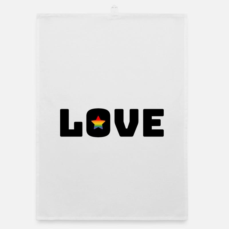 Love Stern Rainbow black Organic Geschirrtuch