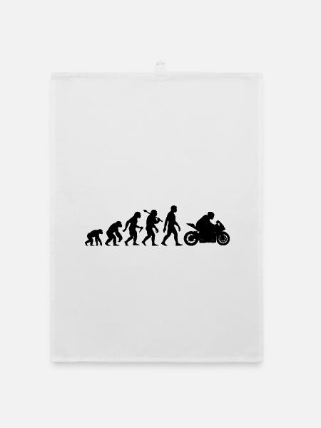Motorrad Evolution Biker lustiger Motorradfahrer - Organic Geschirrtuch - Weiß - Vorne