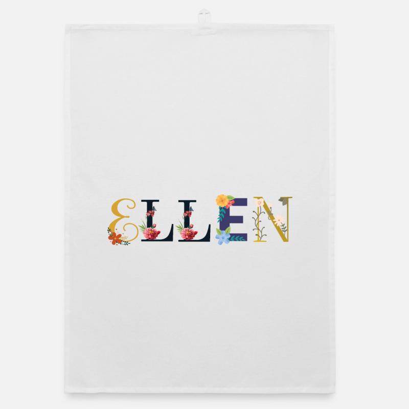 NOM ELLEN DÉCORÉ DE FLEURS Torchon bio