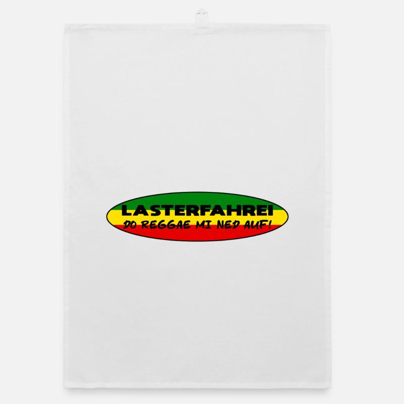 LASTERFAHREI - Do Reggae Mi Ned Auf! REGGAE Oval - Organic Geschirrtuch - Weiß