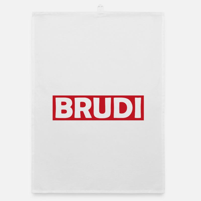 BRUDI Bold Red Logo Tee - Organic Geschirrtuch - Weiß