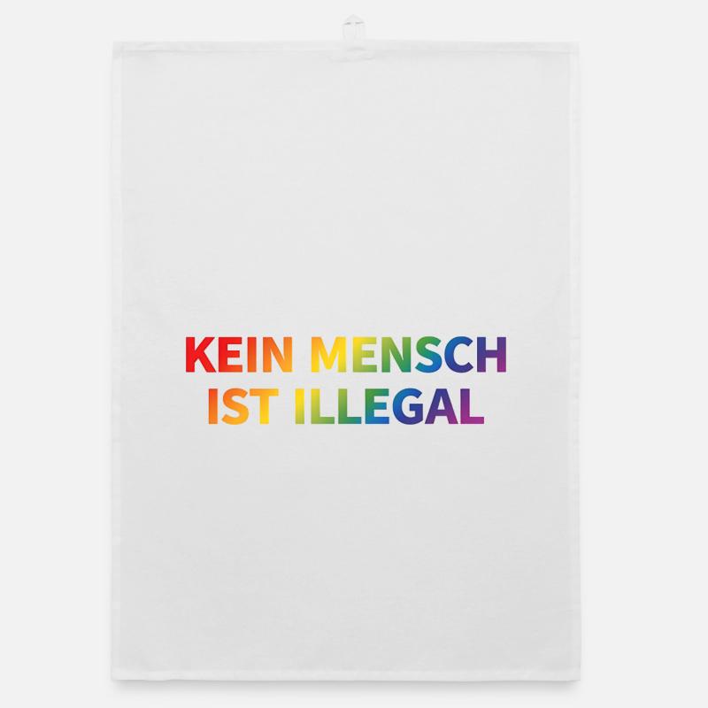 No One Is Illegal Rainbow Organic dish towel