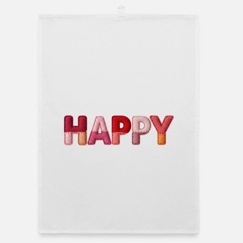 Happy Fabric Look Typography Trend Organic dish towel