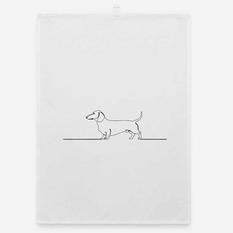 Dachshund Dachshund One Line Art Organic dish towel
