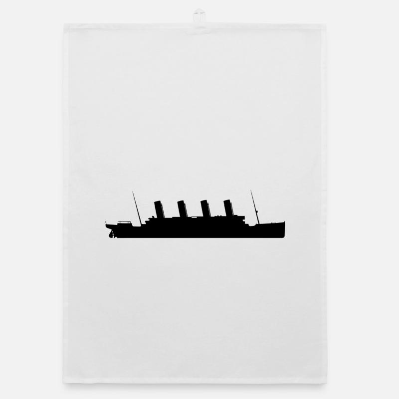 Titanic Silhouette Schiff Design Minimalistisch Organic Geschirrtuch