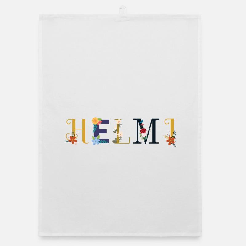 HELMI name decorated with flowers Organic dish towel