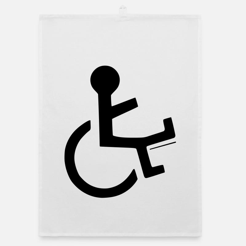 Wheelchair user with broken leg # - Organic dish towel - white