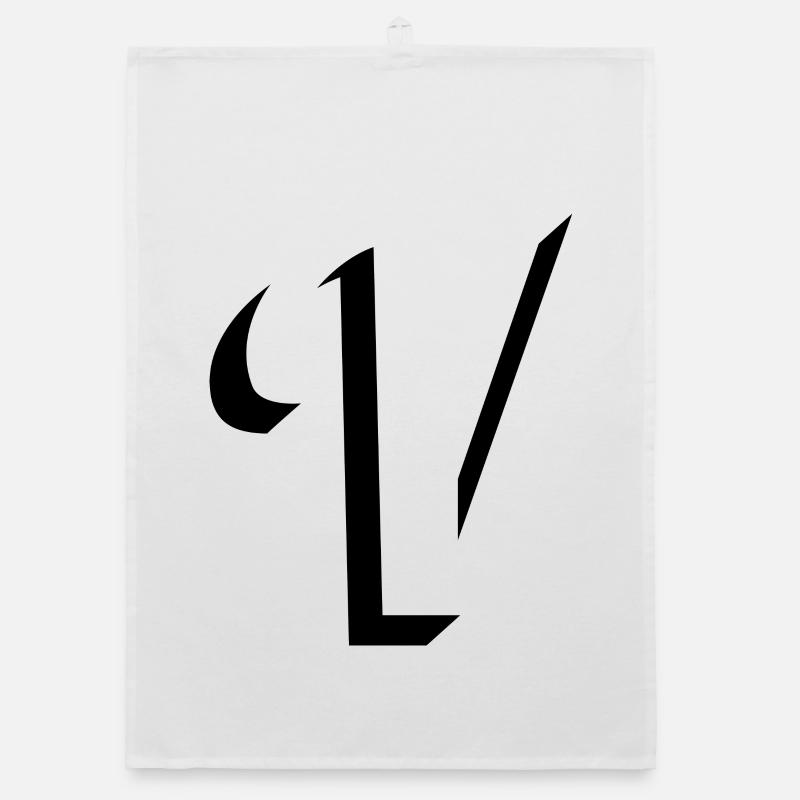 Letter V, Name, der Buchstabe V - Organic Geschirrtuch - Weiß