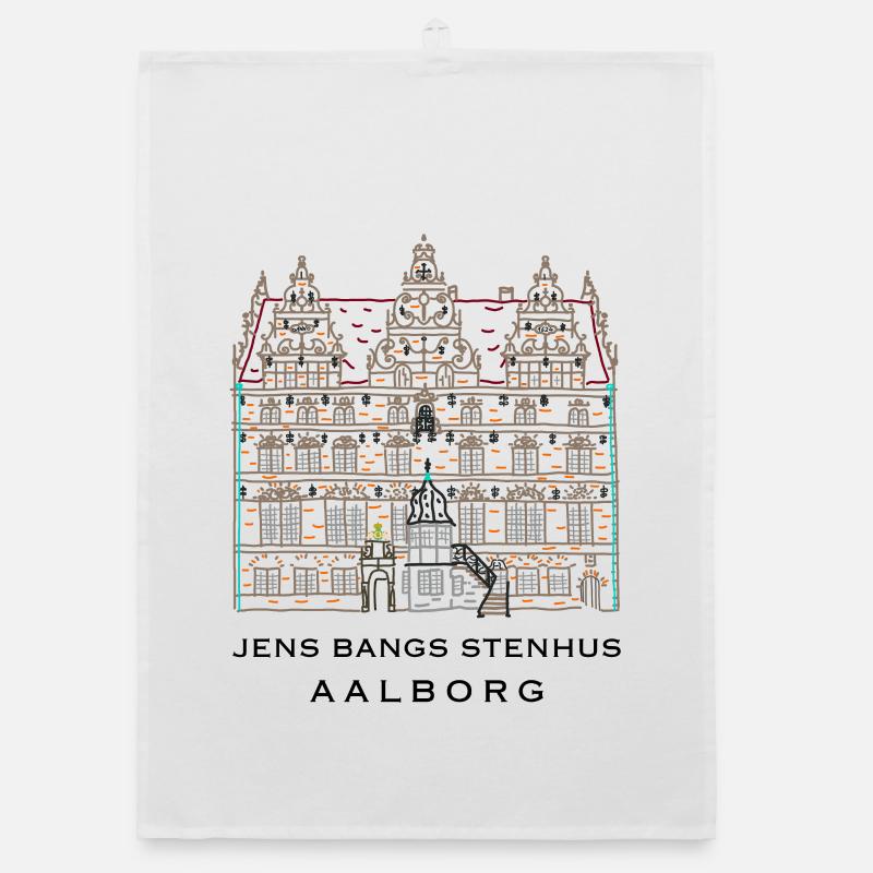 Aalborg, Jens Bangs Stenhus, Dänemark - Organic Geschirrtuch - Weiß