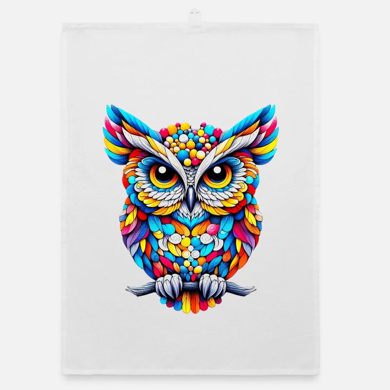 Hibou - Torchon bio - blanc