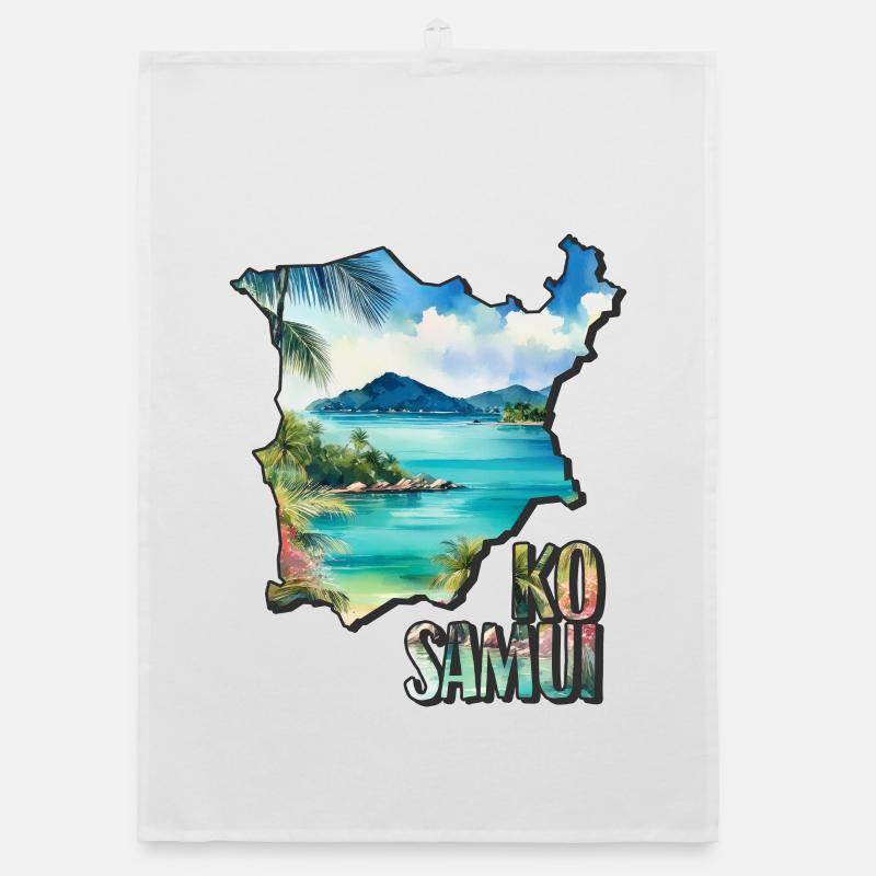 Carte aquarelle Ko Samui Torchon bio