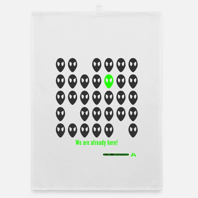 we are already here - Organic dish towel - white