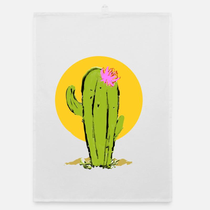 Cactus avec fleur abstraite Torchon bio