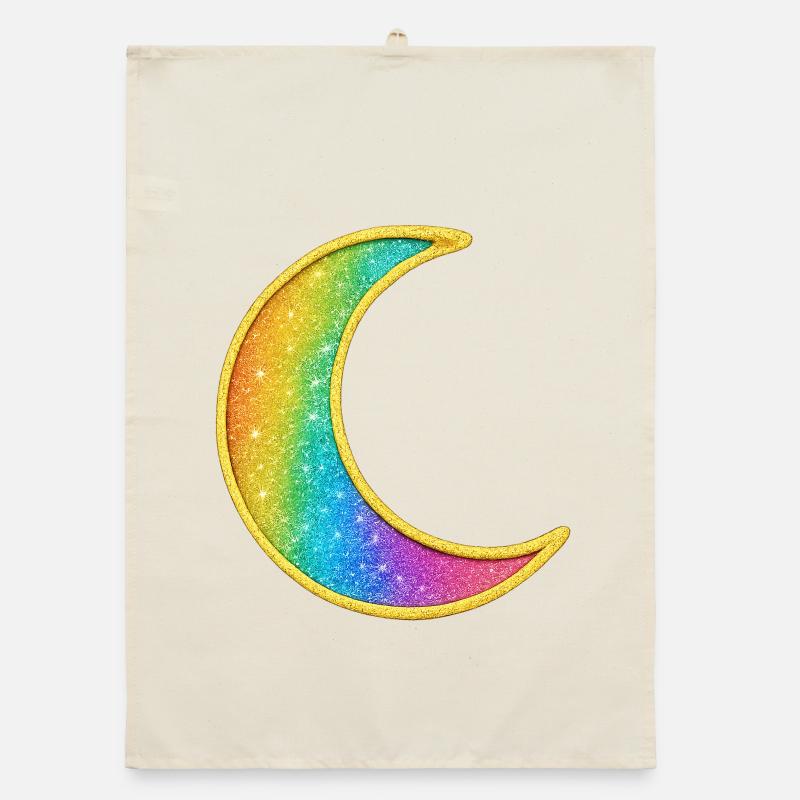Rainbow Moon Glitter Design Organic dish towel