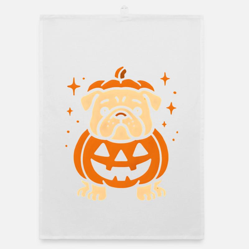 Jack-o-Lantern Pumpkin Dog Organic dish towel