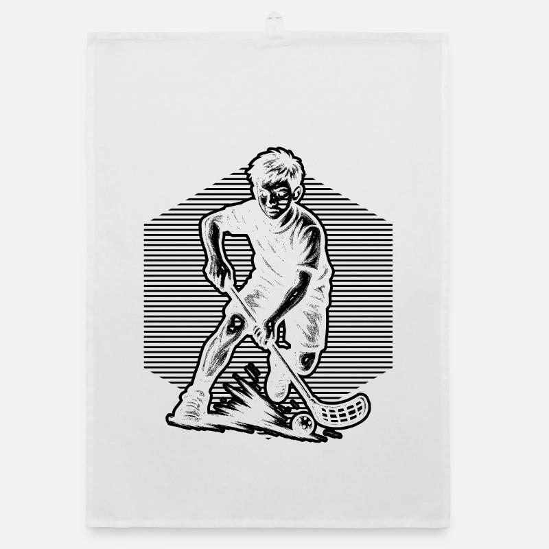 Floorball motif that works immediately Organic dish towel