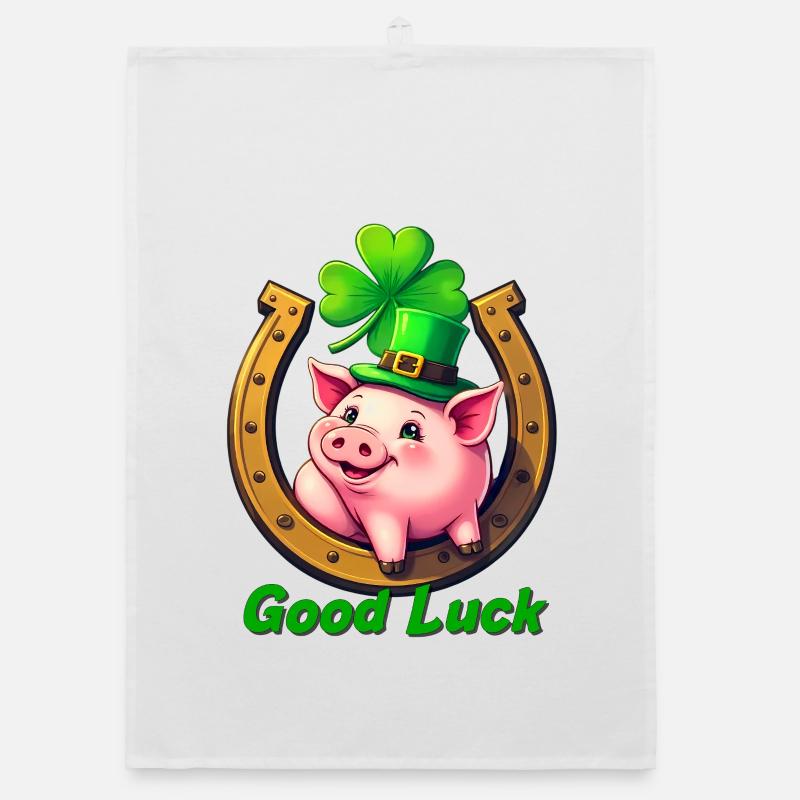 Lucky Pig with Shamrock Organic dish towel