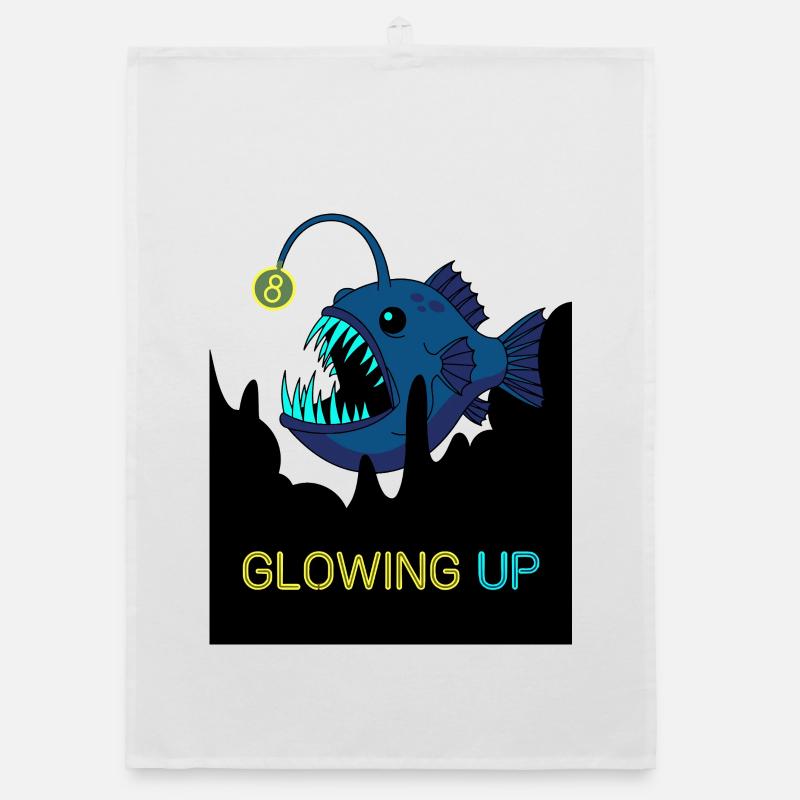 Glowing Up 8th Birthday Frogfish Organic dish towel