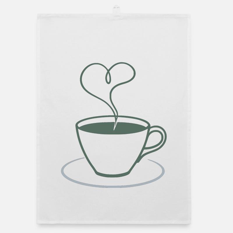 Herzdampf Kaffee Illustration - Organic Geschirrtuch - Weiß