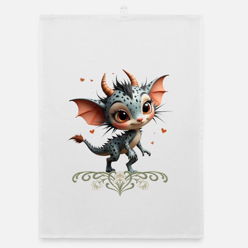 Blauer Drache mit Herzen Organic Geschirrtuch