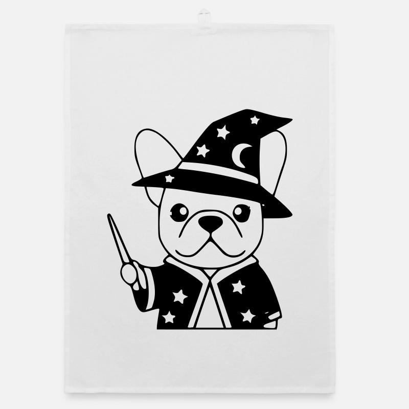 Frenchie Wizard Magic Outline Organic dish towel