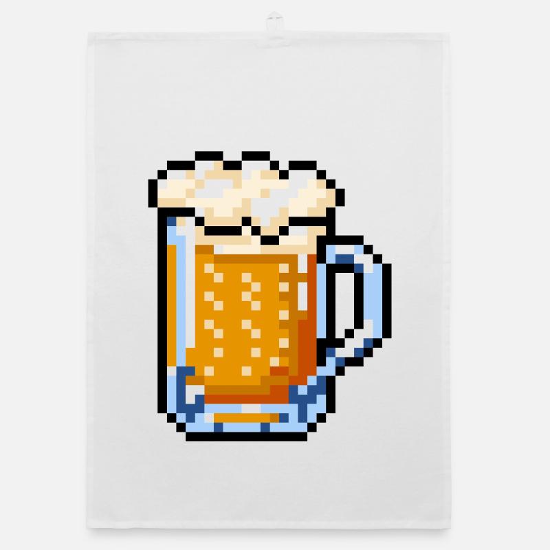 Beer Glass Pixel Art – Retro Beer Design Organic dish towel