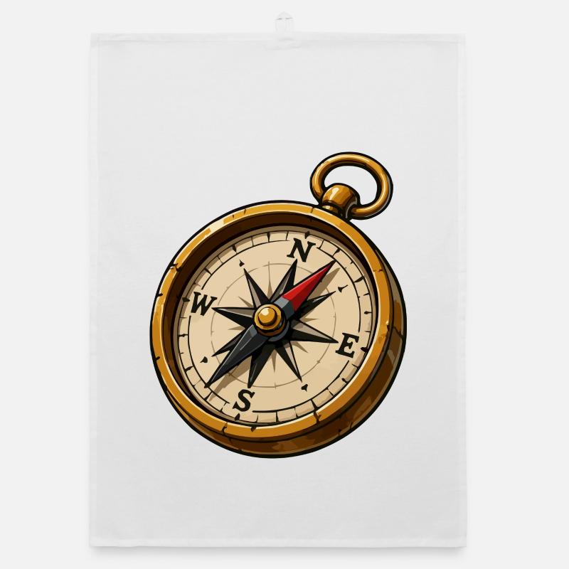 Vintage compass adventure icon Organic dish towel