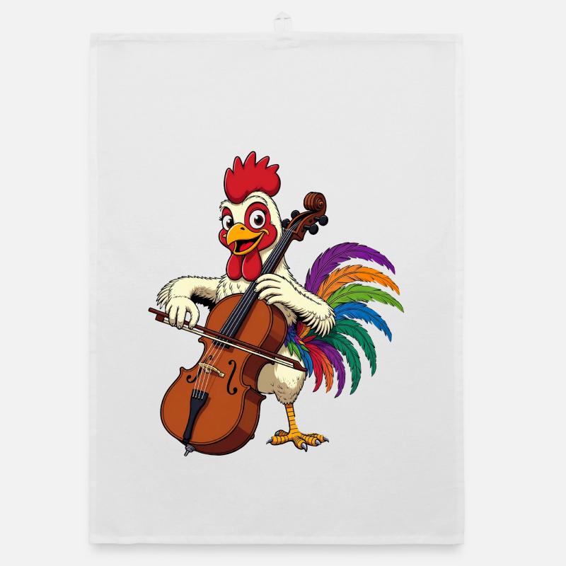 Coq avec violoncelle Torchon bio
