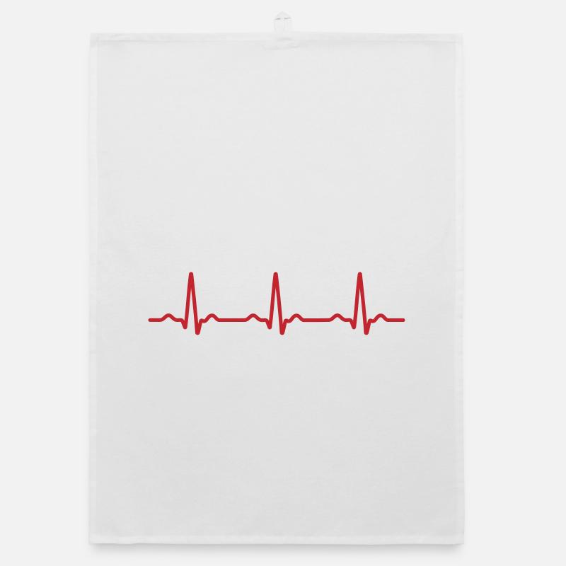 Seamless Red Ecg Heartbeat Pattern Organic dish towel