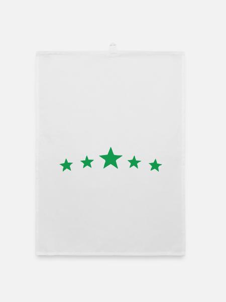 green stars - Organic dish towel - white - Front