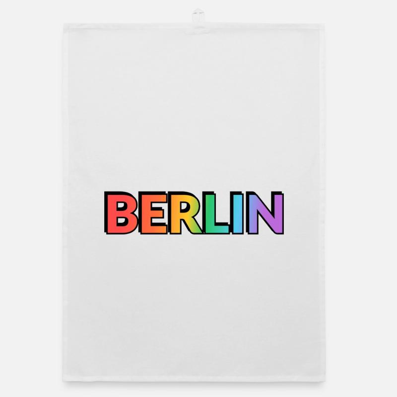 Berlin Rainbow Gradient Letters LGBTQ Organic dish towel