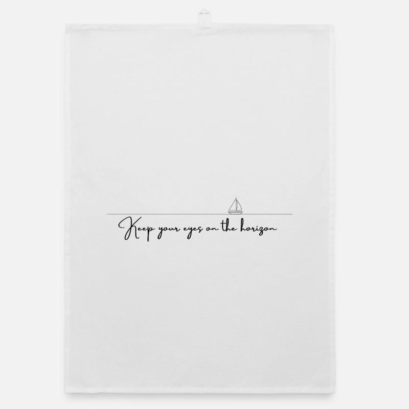 Keep your eyes on the horizon (black) Organic dish towel