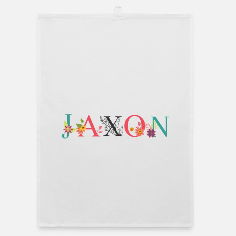 JAXON Name Art avec des fleurs brodées Torchon bio