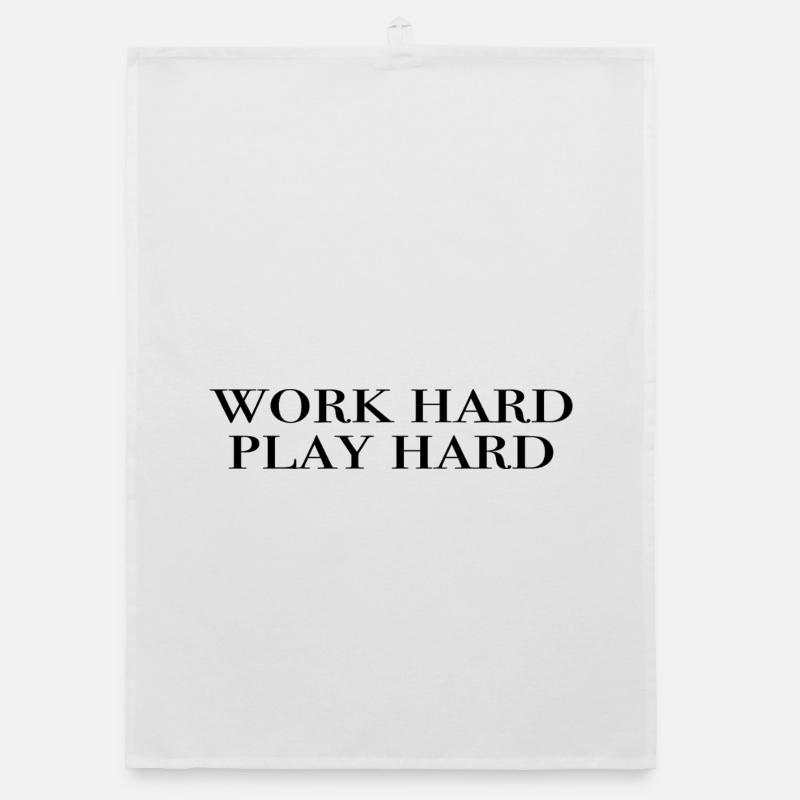 work hard play hard - black Organic dish towel