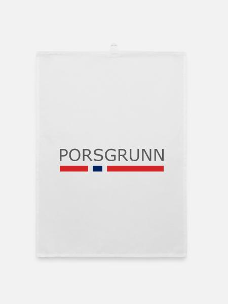 Norway Flag - Porsgrunn - Norge - Norwegen - Organic dish towel - white - Front