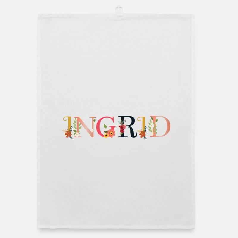 Le nom INGRID est fleuri Torchon bio