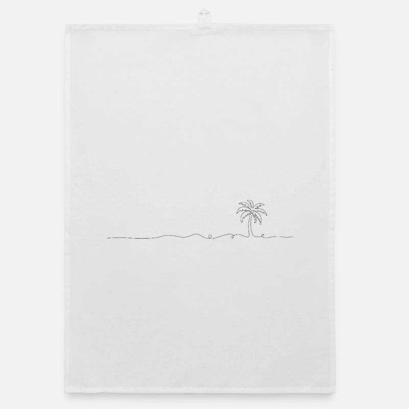 Line design palm tree Organic dish towel