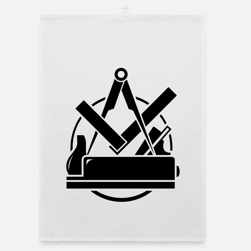 Carpenter emblem, Carpenter Logo - Organic dish towel - white