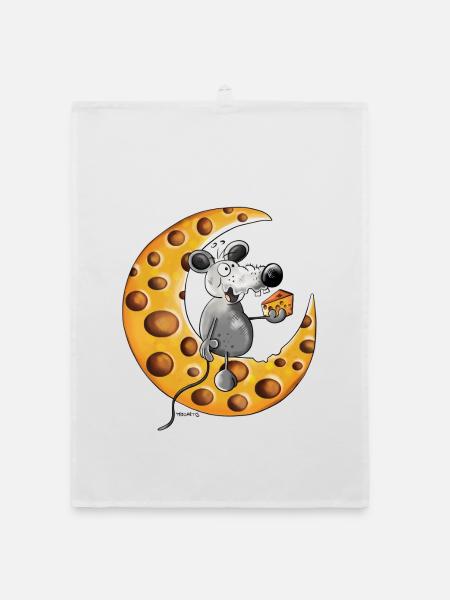 The Mouse Love Cheese - Organic dish towel - white - Front