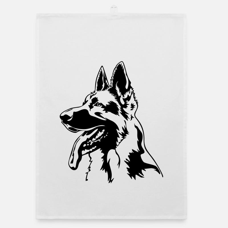 German shepherd head Organic dish towel