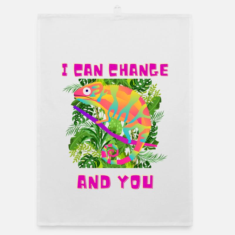 Funny Chameleon ;) - Organic Geschirrtuch - Weiß