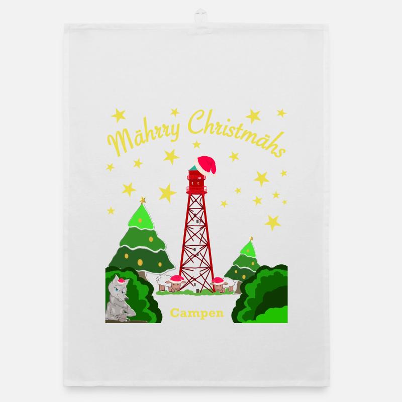 Christmas, Lighthouse Camping, Iconic Wolf Organic dish towel