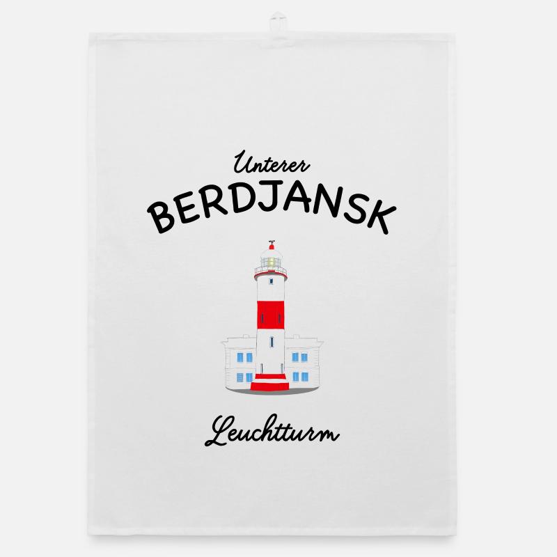 Asowsches Meer, Unterer Berdjansk Leuchtturm, UKR - Organic Geschirrtuch - Weiß