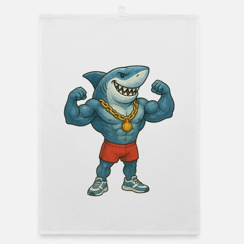 requin-bande dessinée-bodybuilder Torchon bio