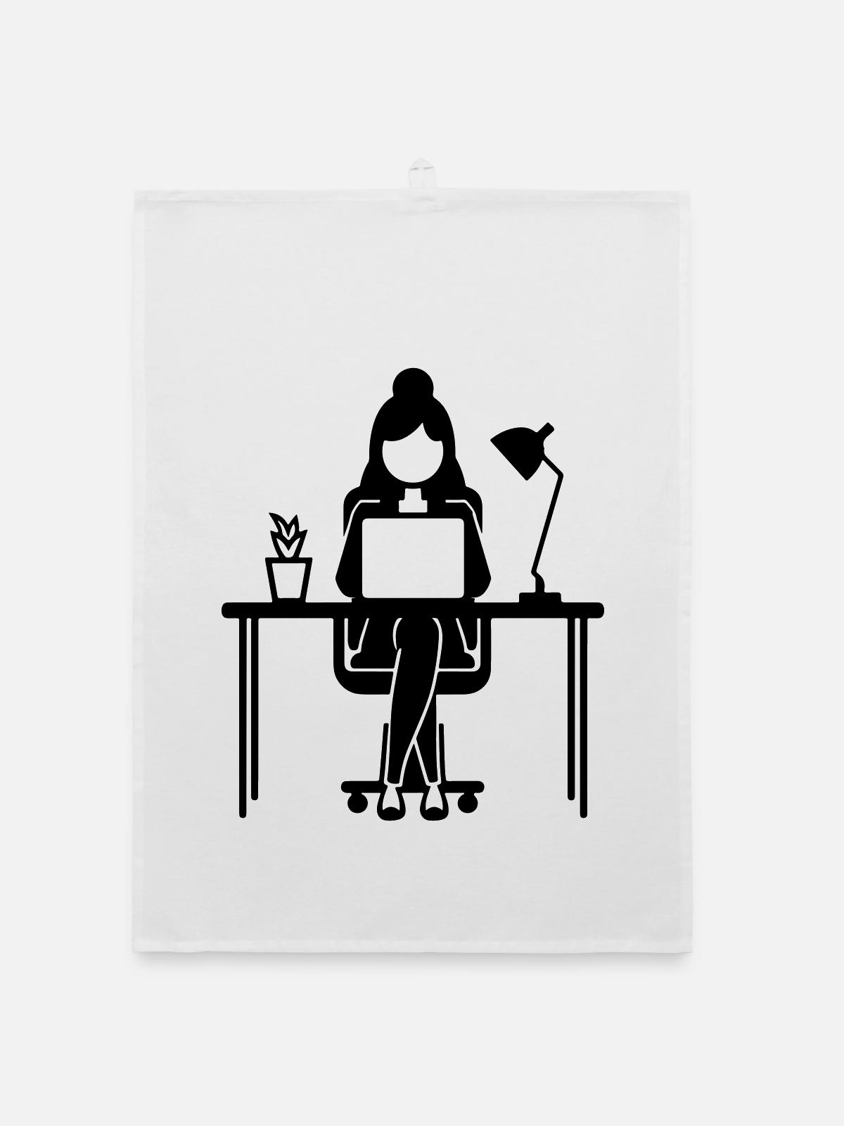 Arbeiter Frau Computer Job - Organic Geschirrtuch - Weiß - Vorne