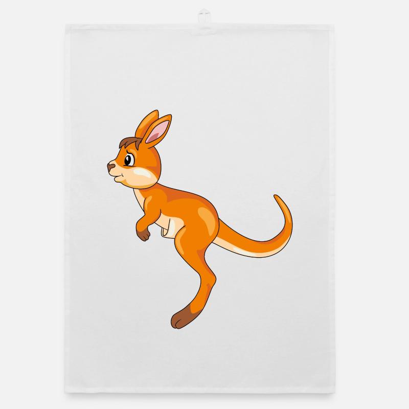 Jumping cute kangaroo Organic dish towel