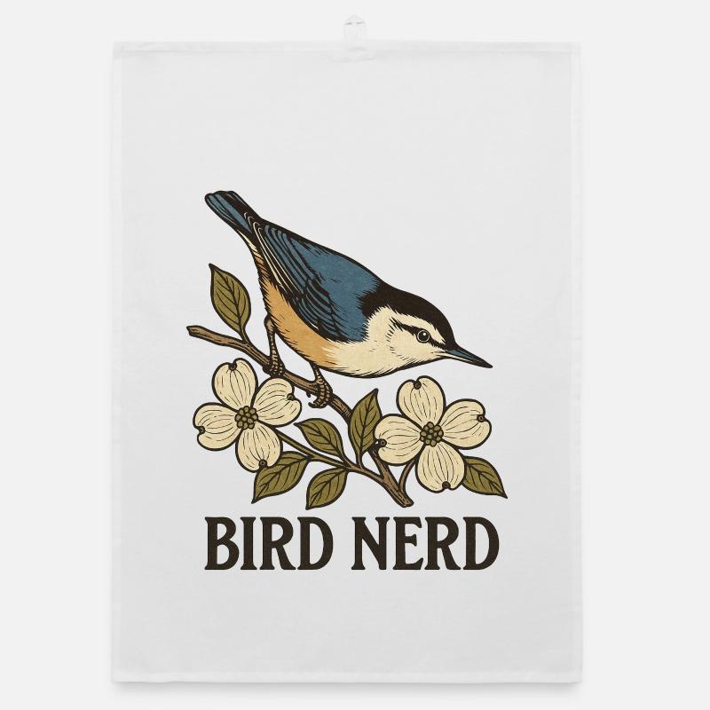 Eleganter blau-schwarzer Singvogel Vogel Nerd Organic Geschirrtuch