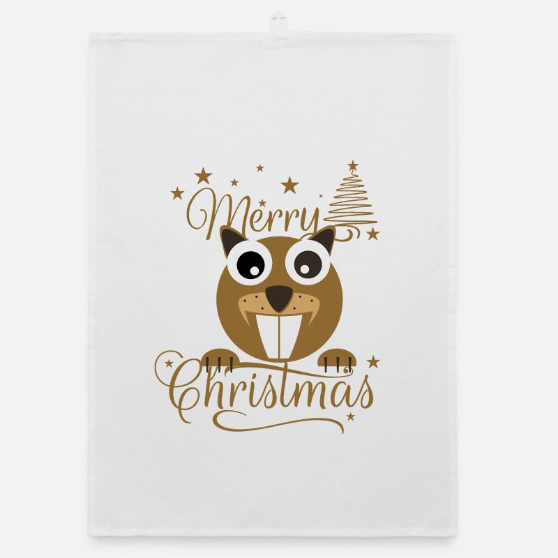 Merry Chrysstman's Squirrel Organic dish towel